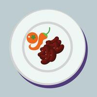 houden een eetpatroon illustratie - bord, bestek en groenten chili tomaat bonen vector