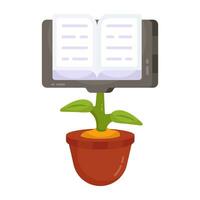 boekje met bladeren tonen concept van kennis groei vector