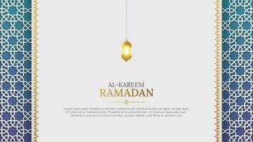 Ramadan kareem Arabisch Islamitisch wit en gouden luxe ornament achtergrond met Arabisch patroon en decoratief ornament grens kader vector