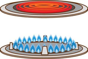 gasfornuis en inductiefornuis op witte achtergrond vector