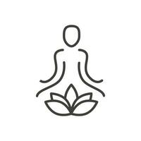 mediteren silhouet met aura energie veld. yoga en meditatie symbool. logo sjabloon voor meditatie, boeddhistisch of geestelijk welzijn centrum. gemakkelijk vector schets icoon.