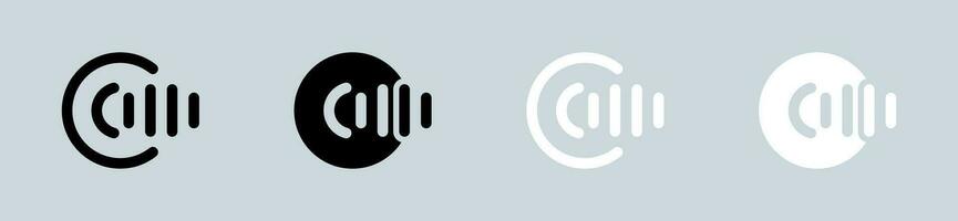 opname icoon reeks in zwart en wit. audio tekens vector illustratie.