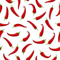 heet rood koud paprika's Aan wit naadloos patroon achtergrond, tekenfilm Mexicaans Spaanse peper, paprika icoon tekens. pittig voedsel symbool, cayenne paprika's. vector illustratie.