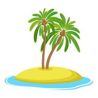 eiland met palm bomen geïsoleerd Aan wit achtergrond, zomer vakantie vakantie tropisch oceaan, vector illustratie