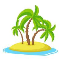 eiland met palm bomen geïsoleerd Aan wit achtergrond, zomer vakantie vakantie tropisch oceaan, vector illustratie