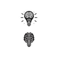 hersenen logo silhouet ontwerp vector sjabloon. brainstorm denken idee logotype concept icoon.