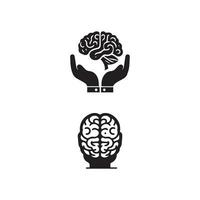 hersenen logo silhouet ontwerp vector sjabloon. brainstorm denken idee logotype concept icoon.