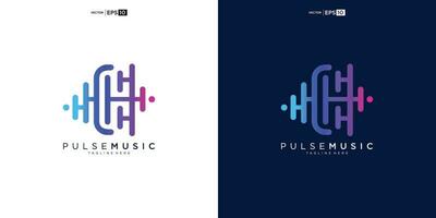 pulse muziek- speler logo element. logo sjabloon elektronisch muziek, gelijkmaker, op te slaan, audio Golf logo concept. vector