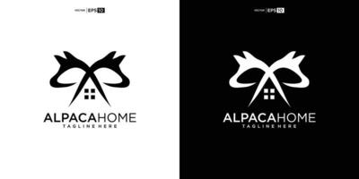 alpaca huis logo ontwerp illustratie vector