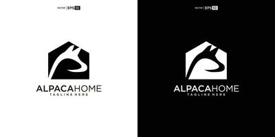 alpaca huis logo ontwerp illustratie vector