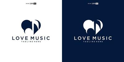 muziek- logo liefde element voor geluid opname studio, vocale Cursus, componist, zanger karaoke muziek- logo ontwerp vector