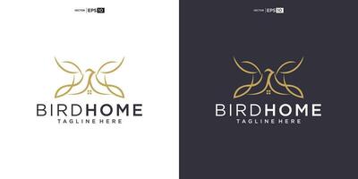 vogel huis logo ontwerp icoon vector silhouet illustratie