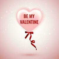 worden mijn valentijn, gelukkig valentijnsdag dag, roze ballon in het formulier van hart met lint vector beeld