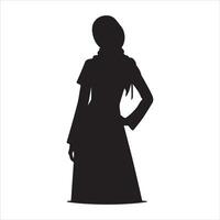 een hijab stijl vrouw staand houding vector silhouet