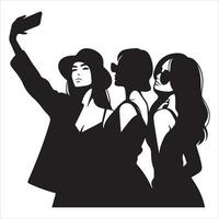 een vrouw nemen een selfie vector silhouet