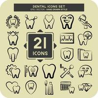 icoon reeks tandheelkundige. verwant naar Gezondheid symbool. hand- getrokken stijl. gemakkelijk ontwerp bewerkbaar. gemakkelijk illustratie vector