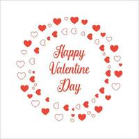 gelukkig Valentijn dag groet sjabloon, cirkel kader gemaakt van harten, vector