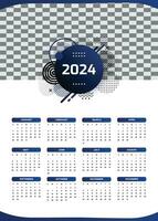 modern 2024 kalender blauw helling een bladzijde kalender abstract vector