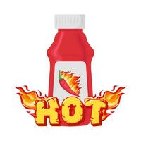 heet brand met fles saus illustratie vector