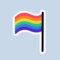 lgbt vlag zieker. regenboog gekleurde vlag. lgbt sticker in tekening stijl. lgbtq, lgbt trots gemeenschap symbool. lgbt spandoek. vector illustratie.