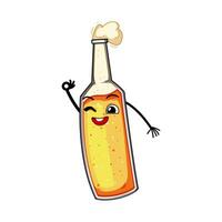 alcohol bier fles karakter tekenfilm vector illustratie