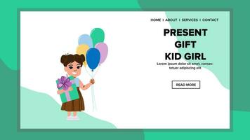 gelukkig Cadeau geschenk kind meisje vector