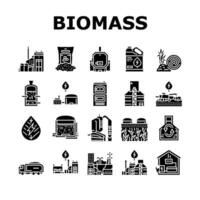 biomassa energie fabriek macht pictogrammen reeks vector