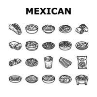 Mexicaans keuken voedsel avondeten pictogrammen reeks vector