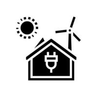 netto nul energie gebouw groen glyph icoon vector illustratie