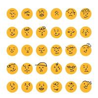 reeks van emoticons. wereld emoji dag groet kaart ontwerp sjabloon met verschillend gevoelens vector