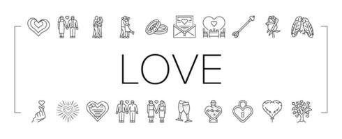 liefde hart Valentijn romantisch pictogrammen reeks vector