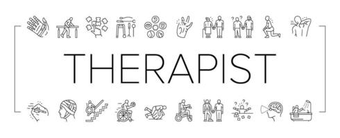 beroeps therapeut Gezondheid pictogrammen reeks vector