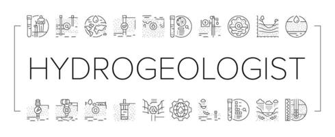 hydrogeoloog industrieel pictogrammen reeks vector