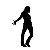 silhouet van een slank mannetje in dans houding. silhouet van een Mens dansen. vector