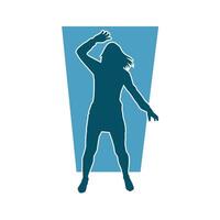 silhouet van een slank vrouw in dans houding. silhouet van een vrouw dansen. vector