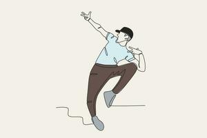 kleur illustratie van een Mens dansen naar hiphop vector