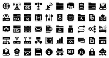 internet technologie set. reeks solide pictogrammen. internet technologie symbolen. vector illustratie