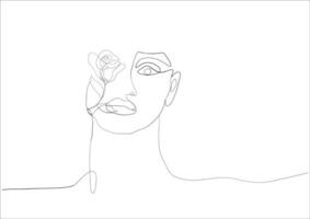 doorlopend lijn tekening van gezicht vrouw.abstract lijn kunst portret, lijn, continu lijntekening, vector minimalisme stijl en schetsen portret concept.