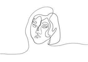 doorlopend lijn tekening van gezicht vrouw.abstract lijn kunst portret, lijn, continu lijntekening, vector minimalisme stijl en schetsen portret concept.