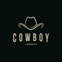 cowboy hoed rodeo logo ontwerp wijnoogst retro stijl vector