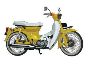 geel Pitung jaren 70 motorfiets vector met wit achtergrond.