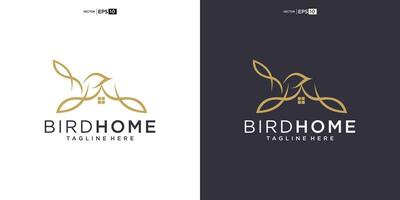 vogel huis logo ontwerp icoon vector silhouet illustratie