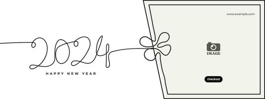 gelukkig nieuw jaar 2024 doorlopend lijn. ontwerp sjabloon voor groet, advertentie, achtergrond, banier, poster vector