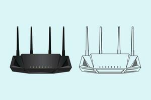 realistisch Wifi router voor vier geïsoleerd Aan wit internet transmissie vector illustratie.
