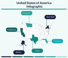 infographic van Verenigde staten van Amerika kaart. vector