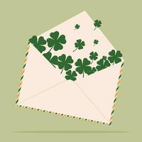 envelop met bloemen en bladeren. st patricks dag vector illustratie