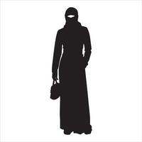 een hijab stijl vrouw staand houding vector silhouet