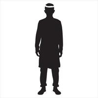 Arabisch moslim Mens vector silhouet, een moslim Mens houding vector