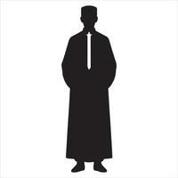 Arabisch moslim Mens vector silhouet, een moslim Mens houding vector