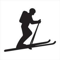 een skiër vector silhouet zwart kleur